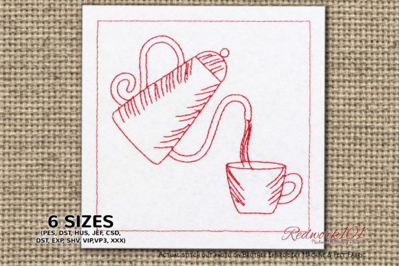 Coffee Kettle and Beans Redwork Review